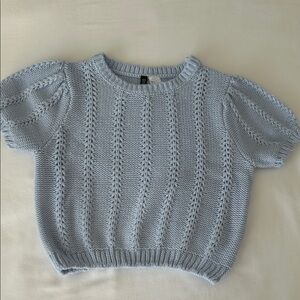 H&M Light Blue Knit Crop Sweater S